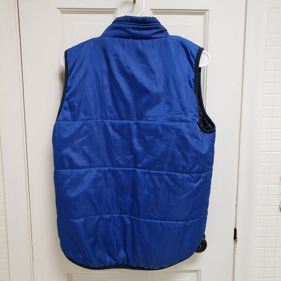 Old Navy women's Puffer Vest Reversible Blue & Midnight Blue thin puffy pockets - Picture 2 of 8